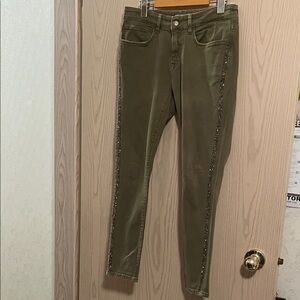 Zara Khaki Pants with Glitter Detail